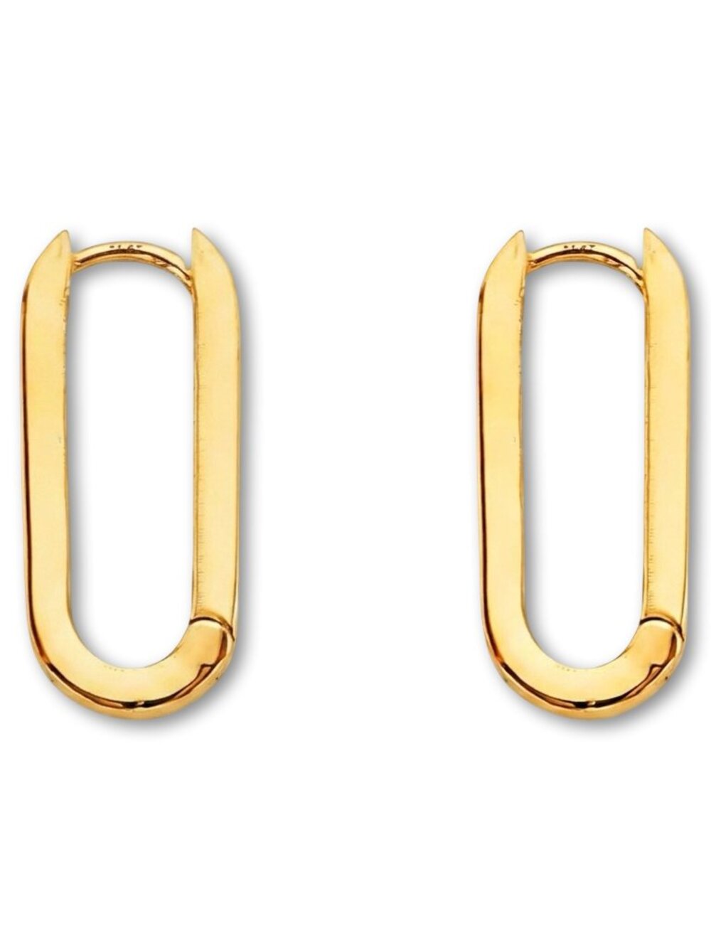 14K Yellow Gold Shiny Paperclip Huggies Earrings By Tehrani Jewelry
